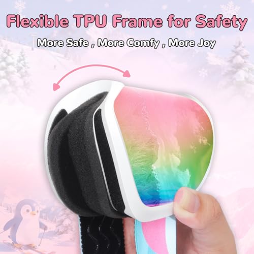 Keary Kids Ski Goggles for 3-14 Snowboard Goggles Kids Toddler Boys Girls Youth Snow Goggles 100% UV Protection Anti-Fog