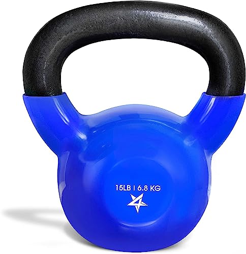 Yes4All Kettlebell, 5-100 LB Vinyl Coated Cast Iron Strength Training Kettlebells for Home Gym Exercises, Fitness, Full Bo...