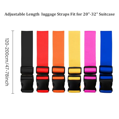2 Pack Suitcase Straps, Bright Color Adjustable Luggage Belts, TSA Approved (Black)