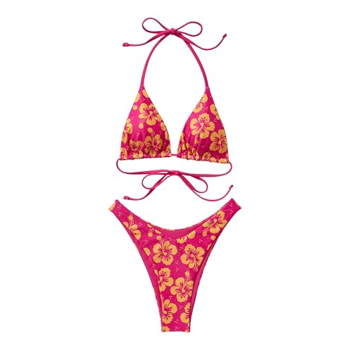 SUUKSESS Women Halter String Two Piece Bikini Sets Reversible Thong Swimsuit