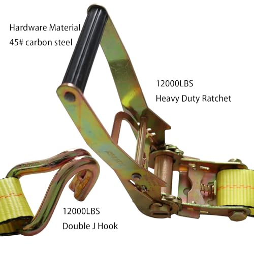 Yuoneiy Ratchet Straps Heavy Duty (4PK) 2" x 30' x 10000 lbs J Hook Tie Down Strap Ratcheting for Truck, ATV, UTV and Trailer