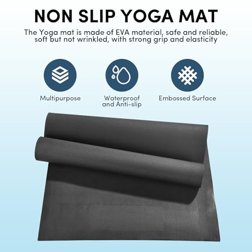 10 Pack Yoga Mats Bulk, 68'' x 24'' x 4mm Thick Black Yoga Mats for Kids and Adults, Anti-Slip Tear-Resistant Exercise Mat...