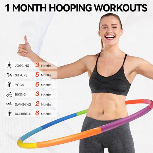 Phobby Weighted Exercise Hoop for Adults, 2.2lb&2.8lb Adjustable Fitness Hoop, 8 Detachable Hoop Sections with Jump Rope &...