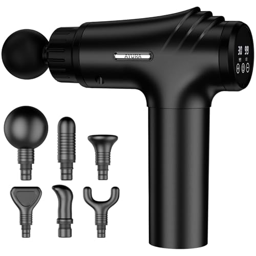 AYURA Massage Gun Deep Tissue, Muscle Massager Gun for Pain Relief, Percussion Massage Gun with 30 Speeds & 6 Heads, Porta...