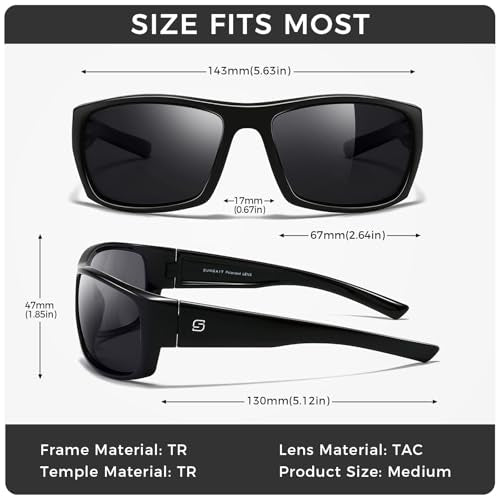 SUNGAIT Wrap Around Polarized Sport Sunglasses for Men Womens Lightweight Rectangle Cycling Running
