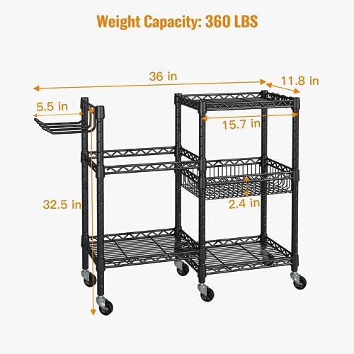 FUTASSI Home Gym Storage, 3 Tiers Workout Equipment Organizer with Wheels for Yoga Mats, Foam Roller, Dumbbells, Kettlebel...