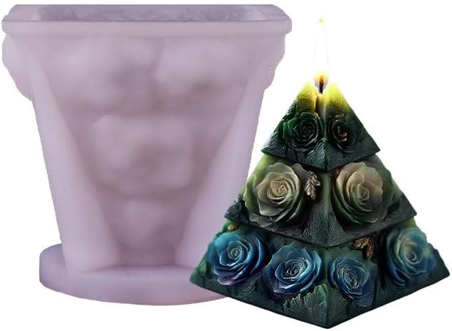 Rose Pyramid Scented Candle Silicone Mold Pillar Silicone Mold Resin Casting, Home Decoration Scented Candle Gypsum Wedding Decoration Handicraft Gift