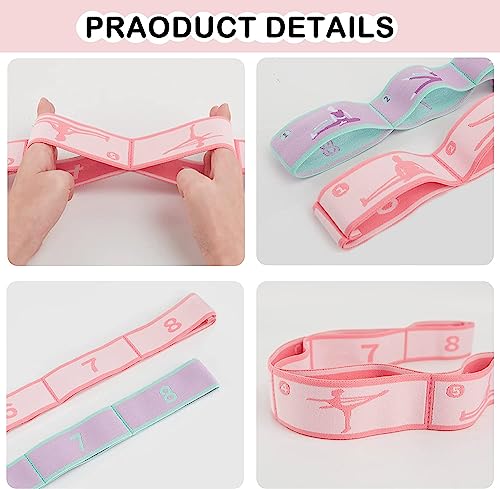 Stretch Straps with Loops for Exercise, 2 Pcs Yoga Stretch Straps for Kids, Elastic Stretching Straps 8 Loops Leg Stretche...