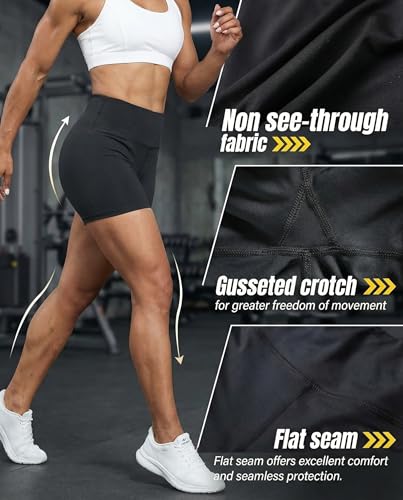 TELALEO 5 Pack 3"/5" Womens Volleyball Shorts Spandex Compression Shorts Workout Performance High Waist Yoga Biker Shorts