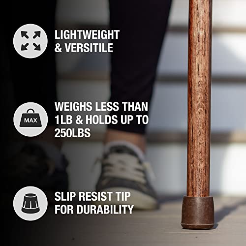 Brazos Handcrafted Wood Walking Stick, Twisted Oak, Hitchhiker Style Handle, for Men & Women, Made in The USA