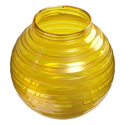 Kastlite 6 Globe Light Bulb Cover With 3.25 Threaded Screw-In Neck - Acrylic Plastic Replacement For Ceiling Lamp Shades  Outdoor Mood Lighting Fixtures & Camper Awning Lights - Yellow  Striped