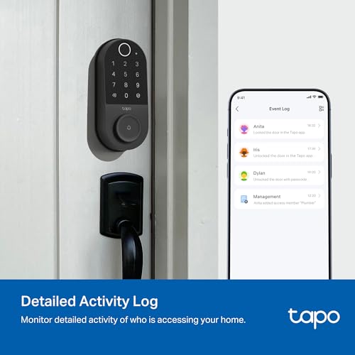 TP-Link Tapo Smart Door Lock, Deadbolt | Keyless Entry, Fingerprint Recognition, Touchscreen Keypad & in-App Monitoring wi...