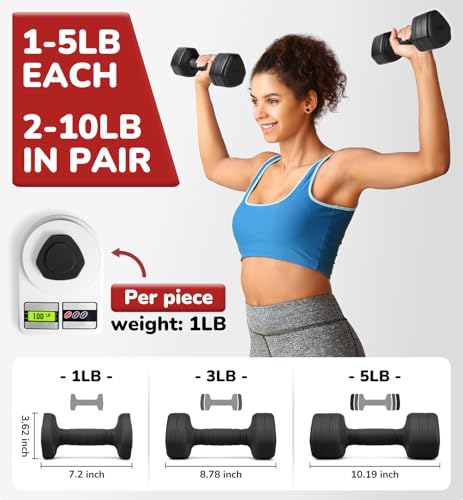 10LBS/20LBS/30LBS Dumbbells Adjustable Dumbbell Set of 2, Hand Weights for Women Men Free Weight Dumbbells Sets for Home G...