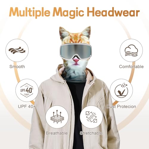 EQUNROY 2 Pack 3D Cat Ski Mask with Ears Funny Animal Balaclava for Winter Sports, Outdoor Activities, Halloween Costumes,...