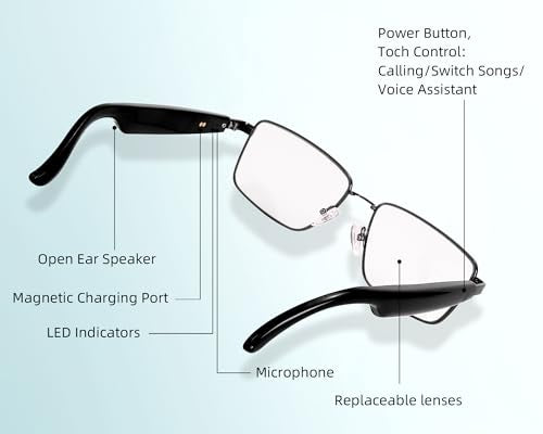 Reankani Smart Translation Glasses - Hands-Free AI Real-Time Translate, Open-Ear Bluetooth, UV400 Protection, Lightweight ...