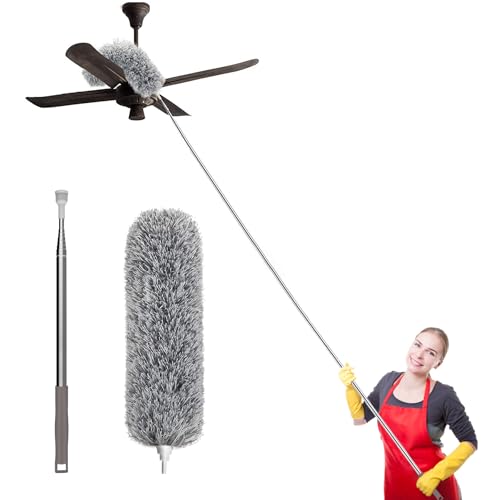 SetSail Extra-Long Dusters with Extension Pole 100-inch for Cleaning, Bendable Microfiber Head Washable Ceiling Fan Duster...