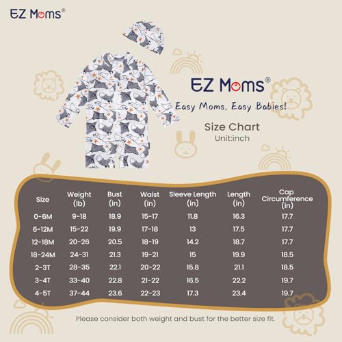 EZ Moms Baby Boy Swimsuit UPF 50+ Long-Sleeve One Piece Zipper Toddler Bathing Suit Baby Beach Wear Sunsuit with a Swim Cap
