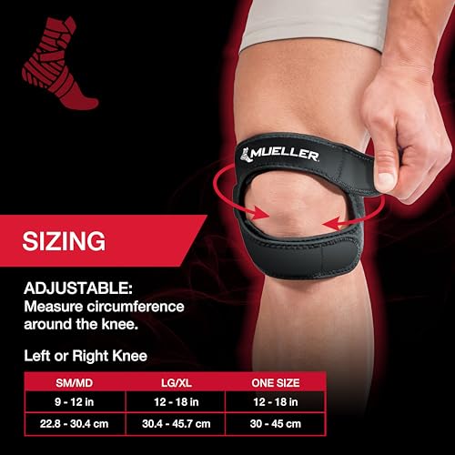 MUELLER Sports Medicine Adjustable Max Knee Single Strap for Men and Women, Compression & Pain Relief Support for Osgood-S...