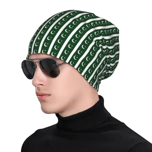 sackhg Flag of Pakistan Print Winter Beanie Hat Men Women Soft Lightweight Thermal Cap for Outdoor Skiing Wear Black
