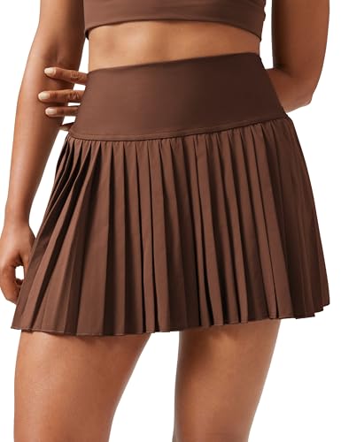 CRZ YOGA High Waisted Pleated Tennis Skirts for Women - Mini Lined Casual Tummy Control Skort with Pockets