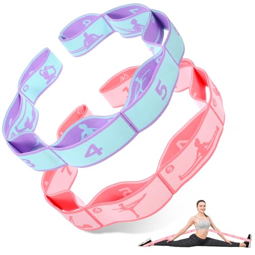 2 PCS Stretch Straps for Kids, Stretch Straps With Loops, 8 Loops Stretching Bands Yoga Strap Gymnastics Stretching Strap ...