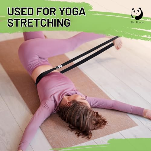 Slim Panda Yoga Strap for Stretching,Cotton Yoga Strap with Adjustable D-Ring Buckle,Non-Elastic Yoga Belt for Pilates,Gym...