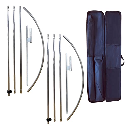 2 Packs Swooper Flag Pole with 2 Packs Ground Stake,12 Feet Complete Feather Flag Pole Kit for Business Advertising Flags,...
