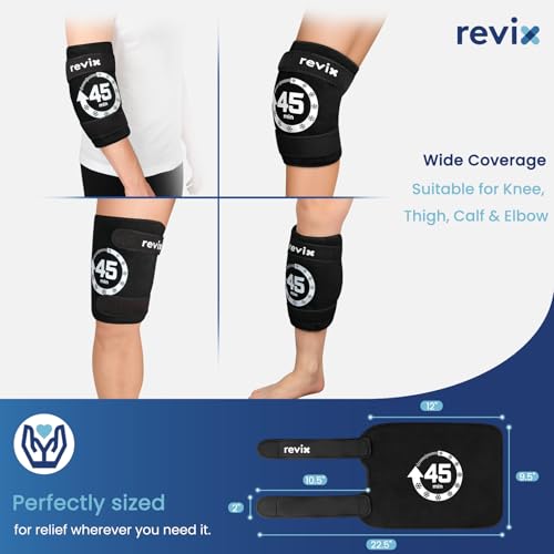 REVIX Knee Ice Pack Wrap, 45-Minute Long-Lasting Ice Pack for Knees with Ice Grid Gel Design, Reusable Gel Ice Wrap, Cold ...