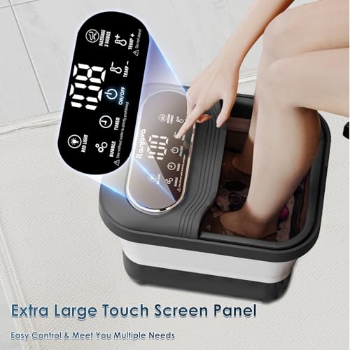 Ranjova Collapsible Foot Spa Electric Rotary Massage, Foot Bath with Heat, Bubble,Temp Control, and 24 Motorized Shiatsu M...