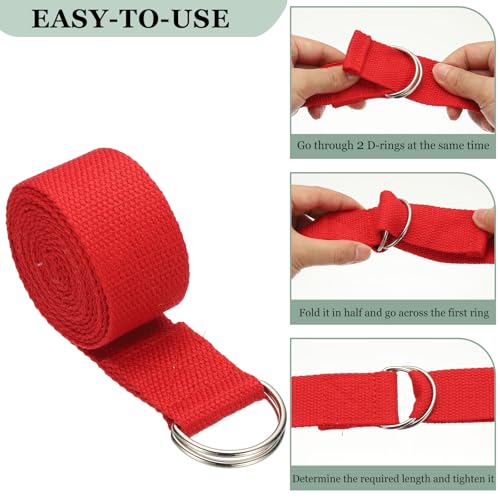 YELARXI Yoga Strap for Stretching, Athletic Stretch Band with Adjustable Metal D Ring Buckle Yoga Bands