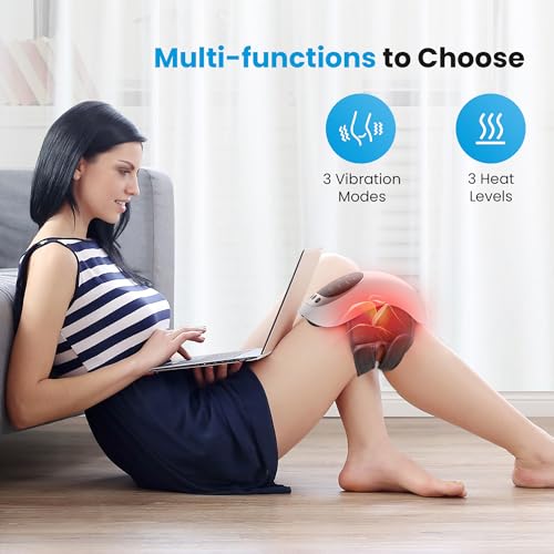 COMFIER Cordless Knee Massager with Heat and Red Light Therapy,Vibration,Heated Knee Brace Straps for Pain Relief with 18....