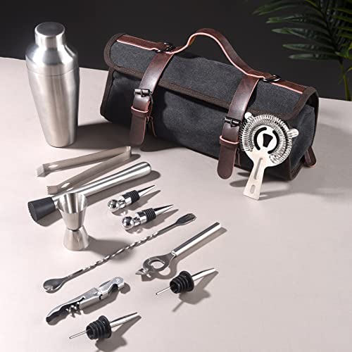 TREELF Portable Bartender Bag Travel Bartender Bag Canavs Bar Kit Bag for Carrying Bar Tools Perfect Storage (Bag Only) (B...