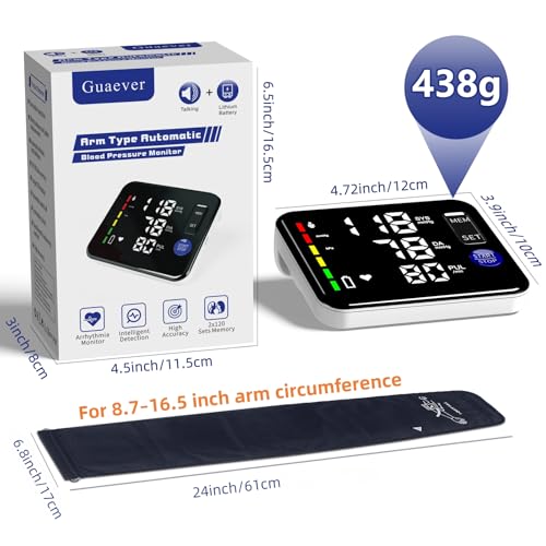 GUAEVER Blood Pressure Monitor Rechargeable Upper Arm Blood Pressure Monitors for Home Use Large Screen Bp Machine with 8....