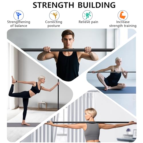 Yoga Stick, mobility stick，5-foot exercise stick, 3-in-1 stretching stick kit, comes with balance bar, yoga exercise instr...