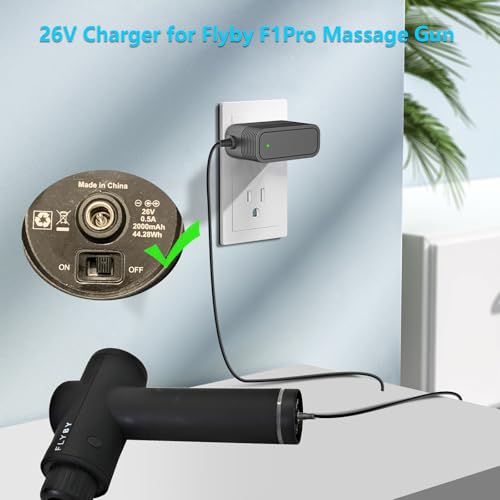 26V Charger for Flyby F1Pro Massage Gun Compatible with MaxKare XKPC-8000 Deep Tissue Massage Gun for Replacement GQ24-260...