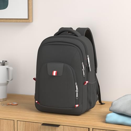 Della Gao Travel Laptop Backpack, Black Backpack for Men and Women with USB Slit Business Computer Back Pack (Black, 15.6 ...