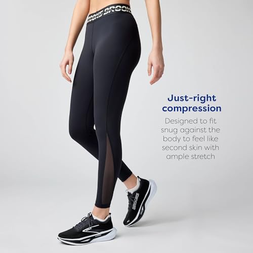 Brooks Women’s PR Elite Tight, Mid-Rise Compression Running Tights, Quick-Drying Breathable Fabric with Mesh Ventilation