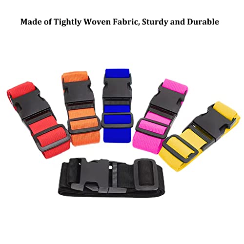 2 Pack Suitcase Straps, Bright Color Adjustable Luggage Belts, TSA Approved (Black)