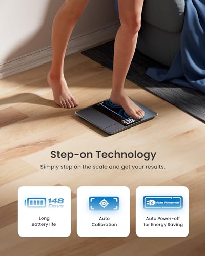 RENPHO 550lb Scale for Body Weight, Digital Bathroom Scale with Large LED Display, Big Platform Weighing Machine with Extr...
