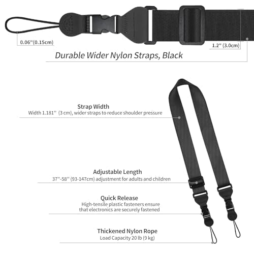 FIEIL Adjustable Shoulder Strap, Nylon Camera Strap, Comfortable Neck Strap for iPad, Cellphone Tablet, Camera, Laptop, Bi...