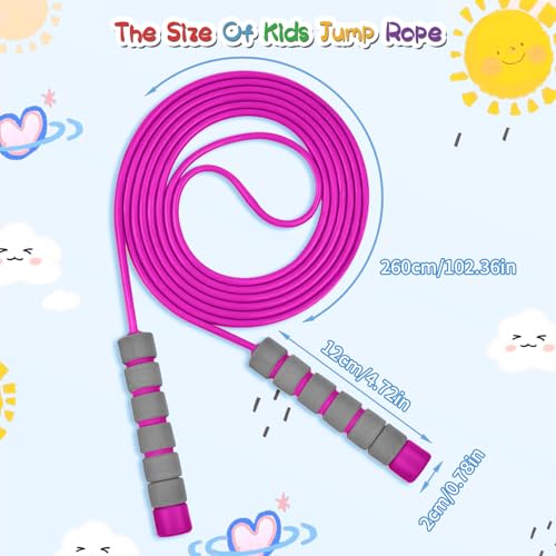 Jump Rope For Kids,Jump Rope Kids,Adjustable Soft Skipping Rope,Toddler Jump Rope With Skin-Friendly Foam Handles For Kid...