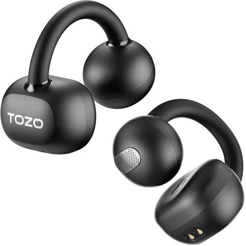 TOZO OpenEarRing True Open Ear Earbuds, Lightweight Comfort Open Ear Clip Wireless Earbuds, 40H Play Bluetooth 5.4 Headpho...