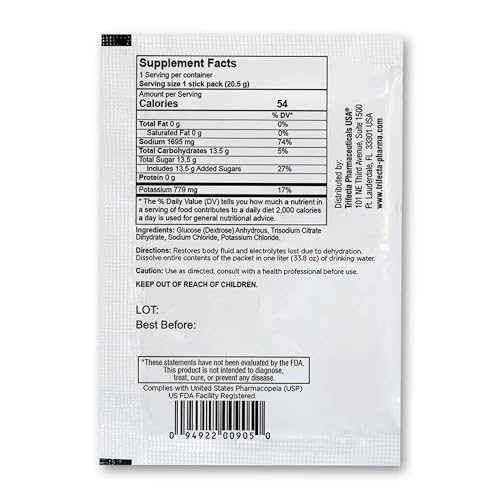 TRIORAL Rehydration Electrolyte Powder – Oral Rehydration Salts for Dehydration – Supports Hydration during Workouts, Flui...