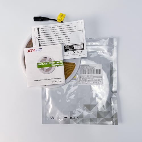 Joylit 5000K Cob Led Strip Light, 16.4Ft, 7200Lm, enhanced Dotless, Strong Adhesive, Flexible Tape For Home & Commercial Use