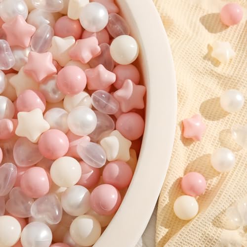 TRENDPLAY Ball Pit Balls Star and Heart Shapes for Toddlers - 50 100 200 500 Count Plastic Balls for Ball Pit Fun and Play
