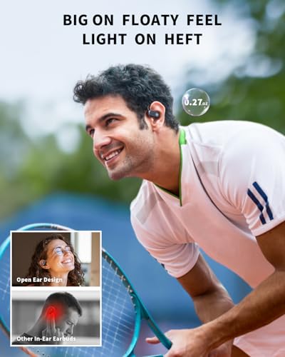 CXK Open Ear Headphones Bluetooth 5.4 Bone Conduction Headphones, True Wireless Earbuds with 60Hrs Stereo Sound, 0.27oz Li...