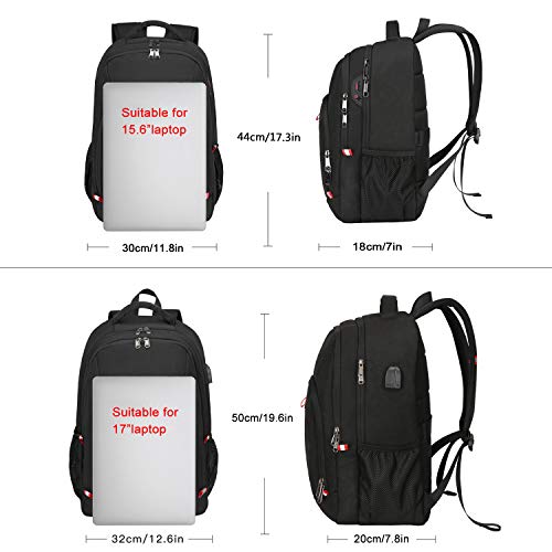 Della Gao Travel Laptop Backpack, Black Backpack for Men and Women with USB Slit Business Computer Back Pack (Black, 15.6 ...