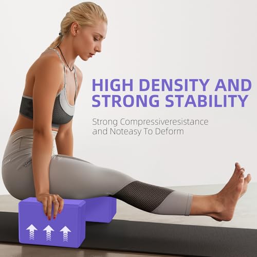 Corsiampoo 1 Pack Large Foam Yoga Blocks 9x6x4 Inches, Sturdy Pilates Block, Workout Block, Non Slip Surface Yoga Brick fo...