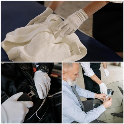 12 Pairs White Cotton Gloves For Dry Hands and Eczema,Soft Breathable Stretchy Working Gloves for coins, Jewelry,Moisturiz...