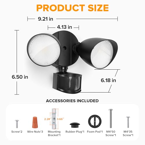 LUTEC 32W 3500 Lumen LED Security Lights Motion Sensor Light Outdoor, 5000K Daylight, IP65 Waterproof, Dusk to Dawn, Hardw...